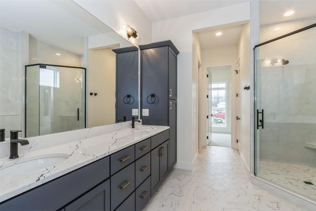 938 Heron Pl, Iowa City, IA 52245 - full bath featuring a sink, plenty of natural light, and a shower stall