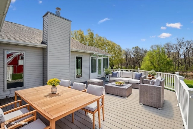 5141 25th Ave, Brandon, IA 52210 - wooden terrace featuring an outdoor living space and outdoor dining space