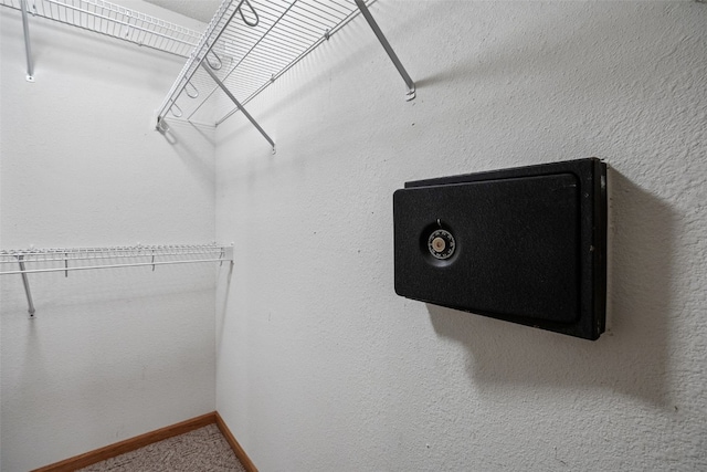 spacious closet featuring carpet flooring
