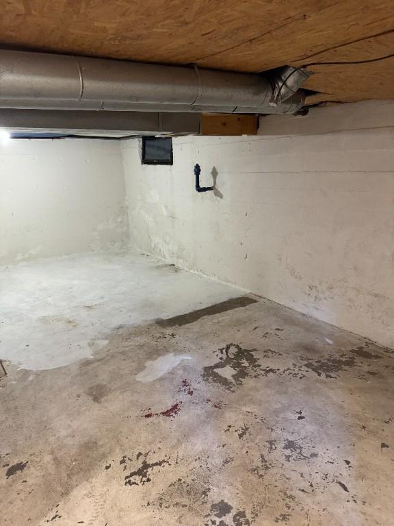 view of unfinished basement
