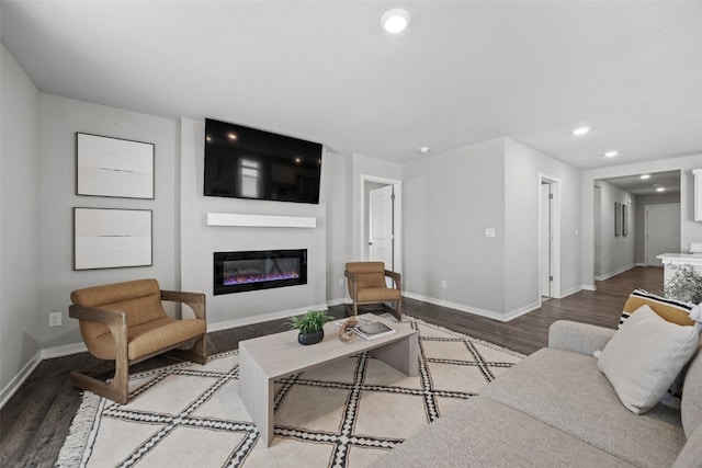 1330 Chipman Ln, North Liberty, IA 52317 - living room with a glass covered fireplace, baseboards, and wood finished floors