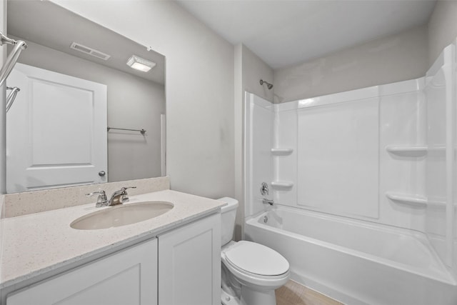 1330 Chipman Ln, North Liberty, IA 52317 - bathroom featuring tub / shower combination, vanity, toilet, and visible vents