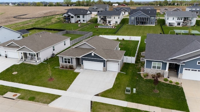aerial view with a residential view