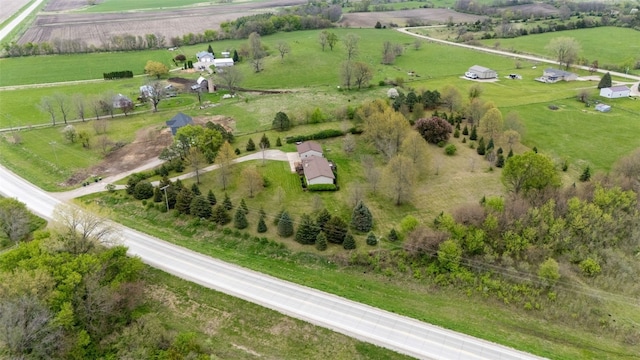 aerial view featuring a rural view