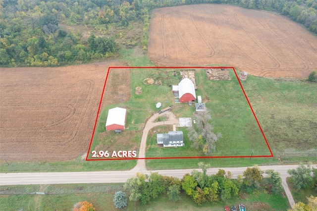 bird's eye view featuring a rural view