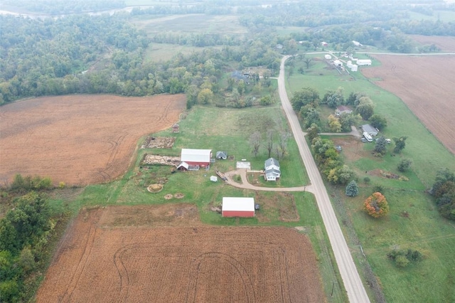 bird's eye view with a rural view