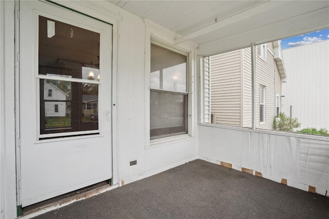 view of unfurnished sunroom