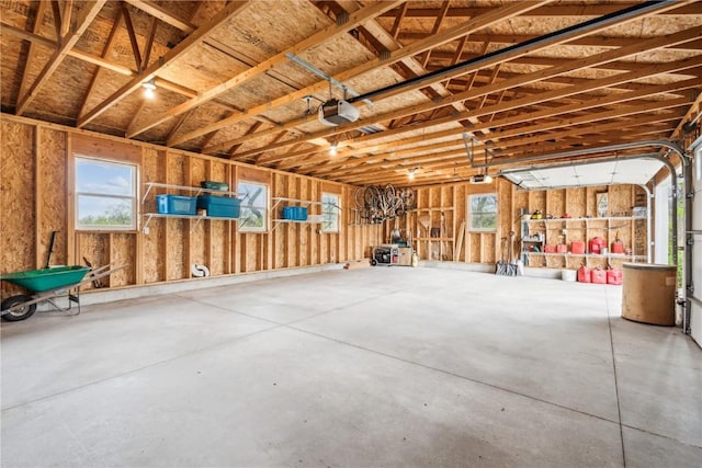 garage with a garage door opener
