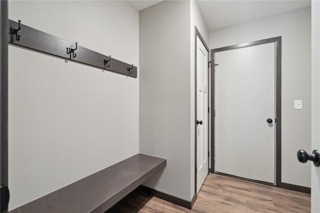 mudroom with light wood-style floors