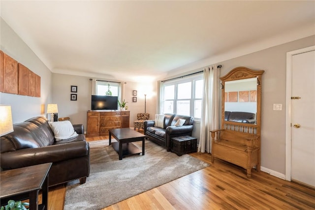 living room with light wood-style floors