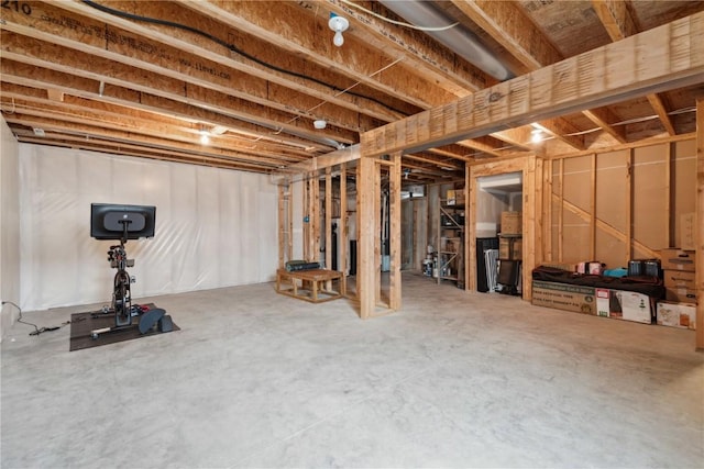 view of unfinished basement
