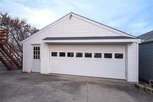 view of detached garage