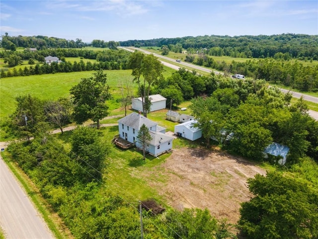 aerial view featuring a rural view