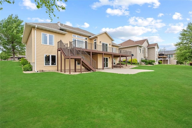 4332 Quail Trail Dr, Marion, IA 52302 - rear view of property featuring stairway, a deck, a yard, and a patio area
