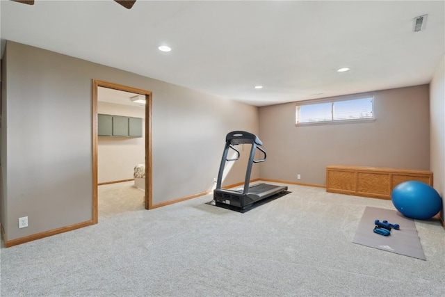 4199 Brookside Dr, Marion, IA 52302 - workout area with carpet flooring, baseboards, and recessed lighting