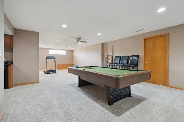 4199 Brookside Dr, Marion, IA 52302 - rec room featuring carpet, visible vents, pool table, and recessed lighting