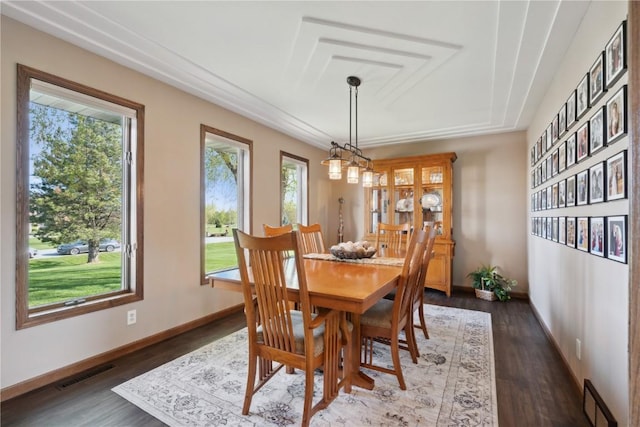 4199 Brookside Dr, Marion, IA 52302 - dining area with visible vents, dark wood-style flooring, and baseboards