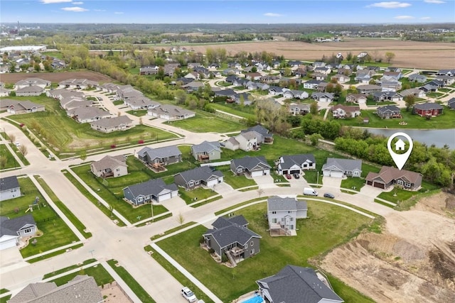 aerial view with a residential view