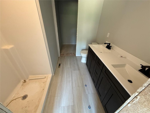full bathroom featuring toilet and double vanity
