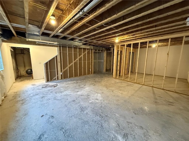 view of unfinished basement