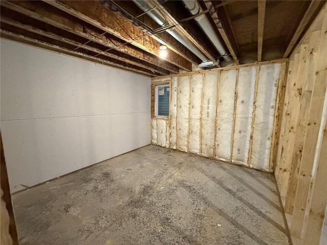 view of unfinished basement