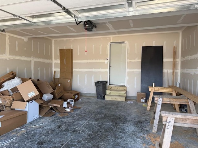 garage with a garage door opener