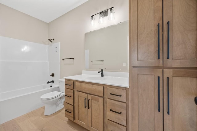 full bathroom with toilet, shower / bath combination, and vanity