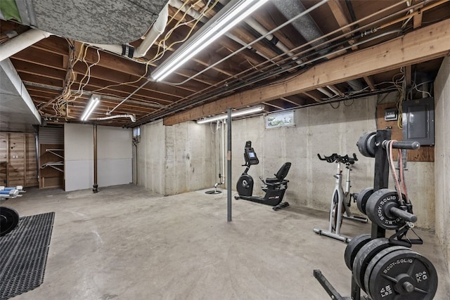 exercise room with electric panel