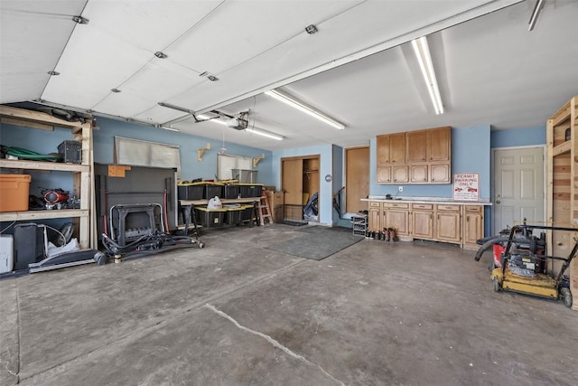 garage with a garage door opener