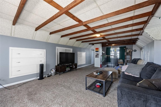 507 2nd St E, Newhall, IA 52315 - living area featuring lofted ceiling and carpet floors