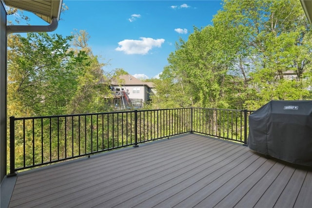 deck featuring grilling area