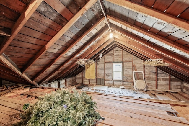 view of unfinished attic