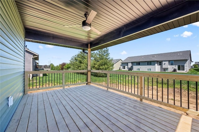 3850 Quail Trail Dr, Marion, IA 52302 - wooden terrace featuring a ceiling fan and a residential view