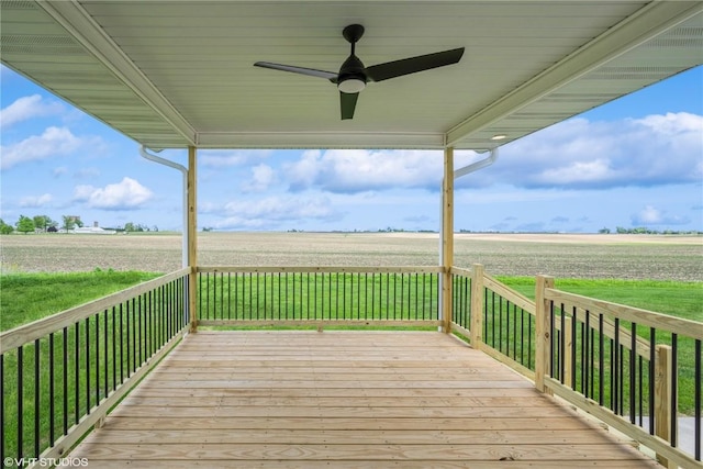 2559 Bluegrass St, Marion, IA 52302 - wooden deck featuring a view of countryside and ceiling fan
