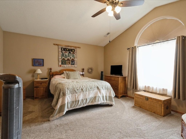 3626 Stoneview Cir SW, Cedar Rapids, IA 52404 - bedroom with light colored carpet, vaulted ceiling, and ceiling fan