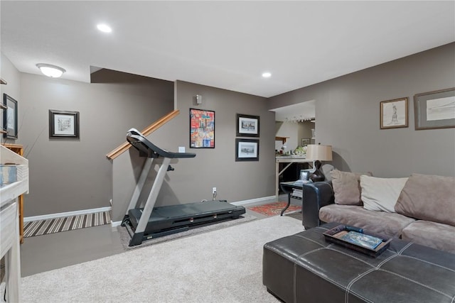 3205 Lennon Ln, Marion, IA 52302 - workout room featuring carpet floors, baseboards, and recessed lighting