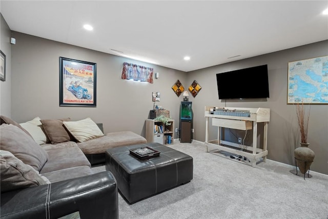 3205 Lennon Ln, Marion, IA 52302 - living room featuring carpet, recessed lighting, and baseboards