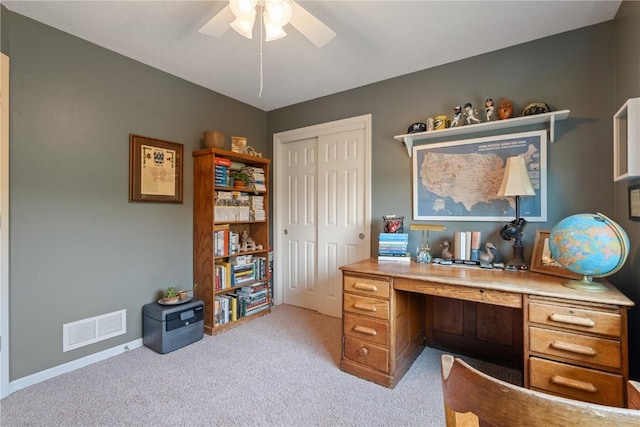 3205 Lennon Ln, Marion, IA 52302 - office space featuring light carpet, ceiling fan, and baseboards