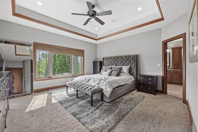 4355 Par Cir, Marion, IA 52302 - bedroom with carpet flooring, a tray ceiling, baseboards, and recessed lighting