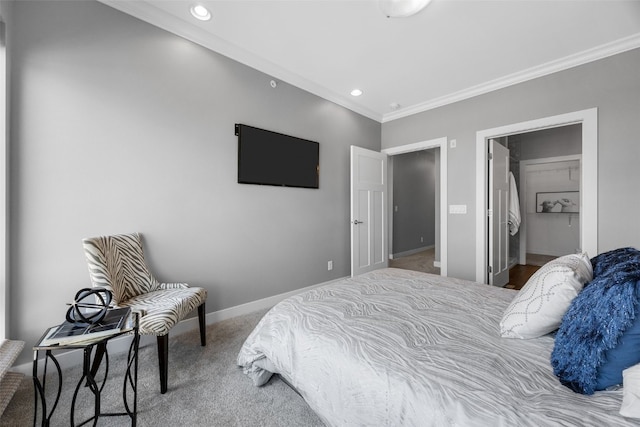901 E 2nd Ave Unit 5, Coralville, IA 52241 - bedroom featuring crown molding, carpet floors, recessed lighting, and baseboards