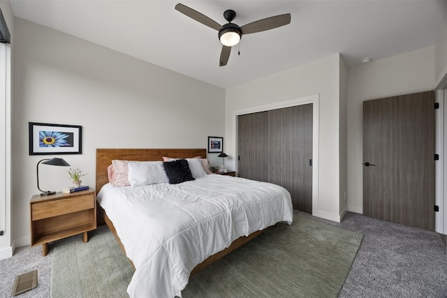 830 Newton Rd Unit 4, Iowa City, IA 52246 - bedroom with carpet flooring, a closet, a ceiling fan, and baseboards