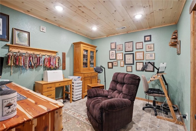 2527 61st St Ln Lot 1, Vinton, IA 52349 - office featuring recessed lighting, crown molding, and wooden ceiling