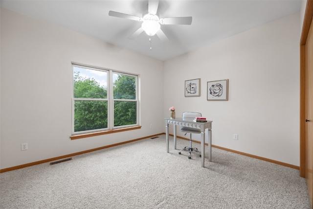 959 Tamarack Trl, Iowa City, IA 52245 - carpeted office space featuring baseboards and a ceiling fan