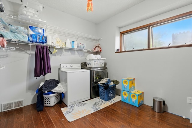 205 S Ford St, Anamosa, IA 52205 - washroom with washer and clothes dryer and wood-type flooring