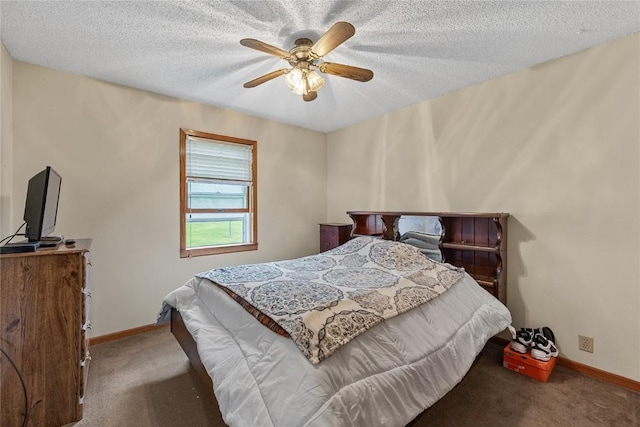 2914 Windy Ridge Rd NE, Swisher, IA 52338 - bedroom featuring carpet, baseboards, a textured ceiling, and a ceiling fan