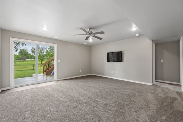 1225 Daisy Cir, North Liberty, IA 52317 - unfurnished room featuring carpet, baseboards, ceiling fan, and recessed lighting