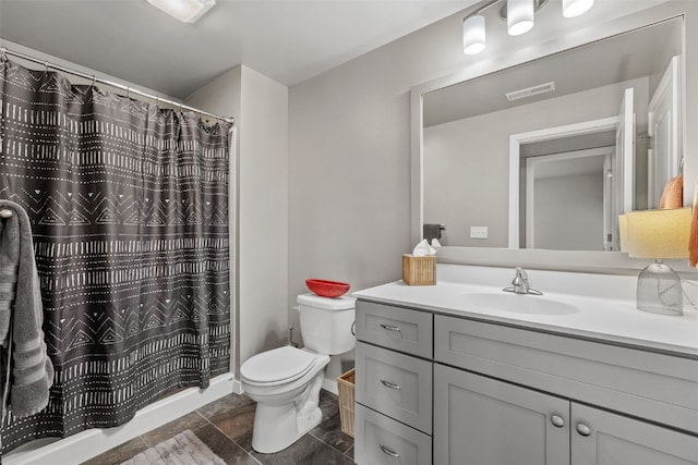 1225 Daisy Cir, North Liberty, IA 52317 - bathroom featuring vanity, toilet, and a shower with curtain