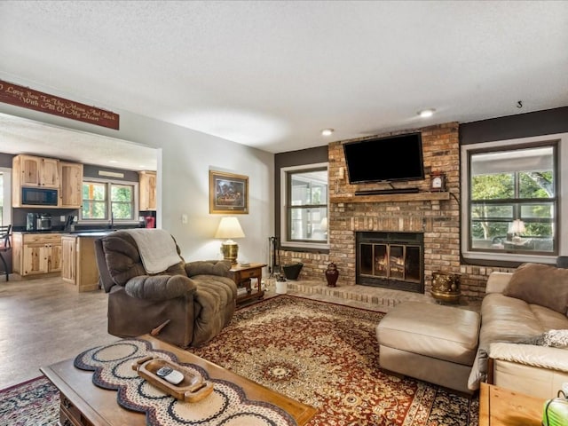 1901 42nd St SE, Cedar Rapids, IA 52403 - living area with a brick fireplace