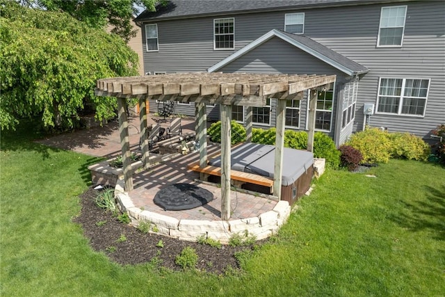 6919 Rockingham Dr SW, Cedar Rapids, IA 52404 - rear view of property featuring a pergola, a lawn, a deck, and a patio