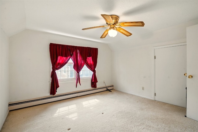 113 Chaffee Dr, Hiawatha, IA 52233 - additional living space featuring vaulted ceiling, a baseboard heating unit, carpet floors, and ceiling fan